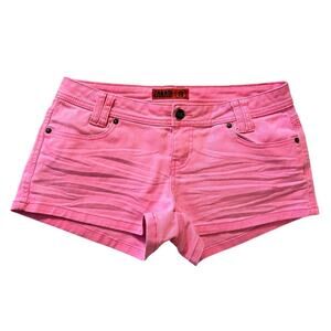 Y2K Zanadi Hot Pink Denim Micro Shorts - Size 9 (Fits 7)
